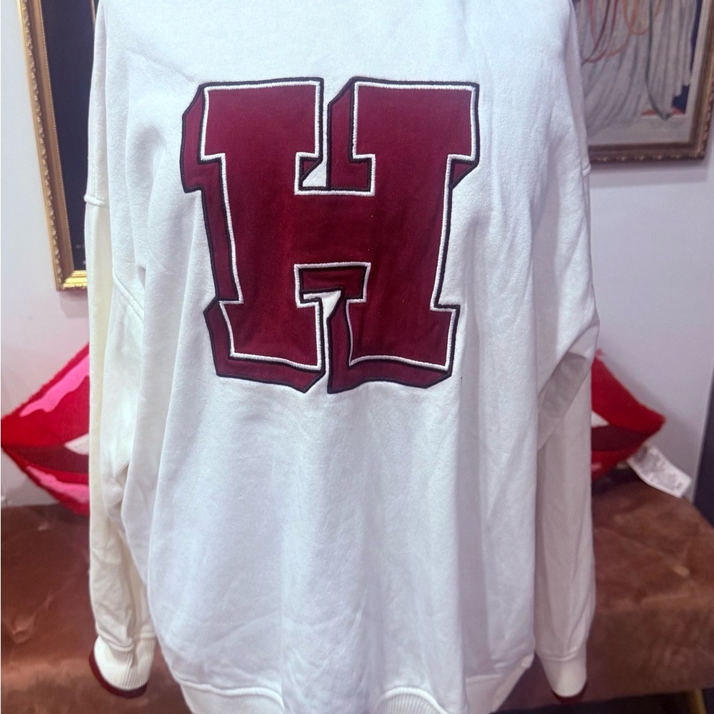 H&M oversize White Sweatshirt with Red 'H' Logo